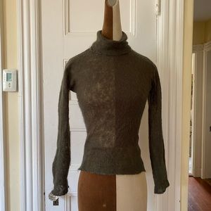 Sheer Green Turtleneck Sweater